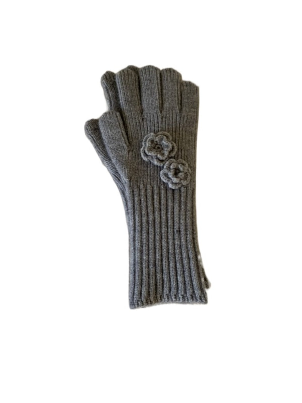 Gloving - Thickened Full-Cover Knitted Gloves with Flower