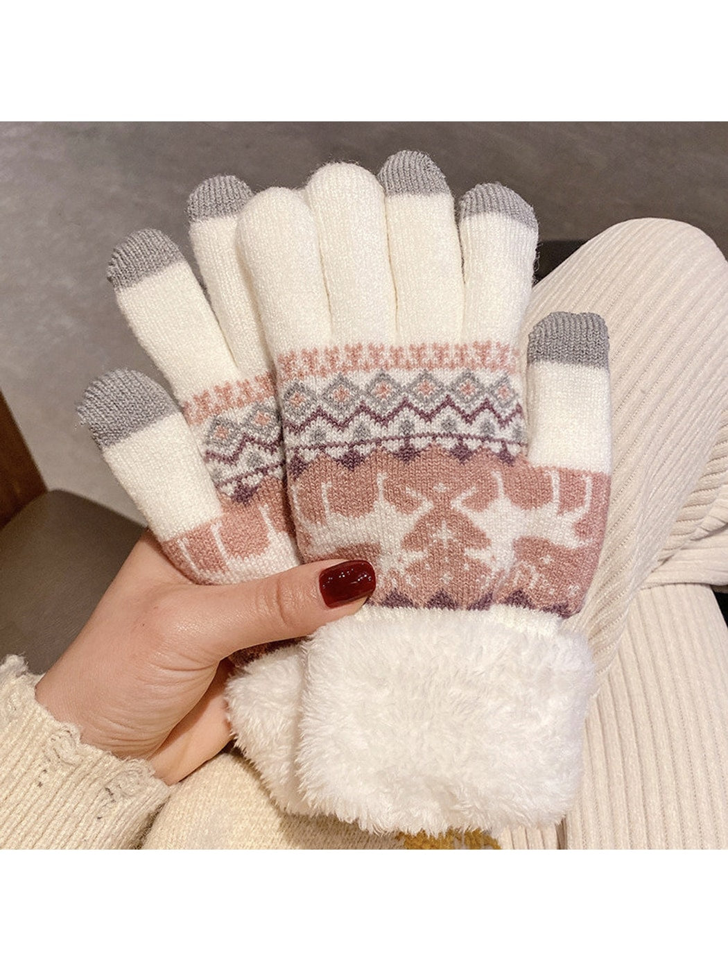 Gloving - Deer Pattern Full Finger Winter Gloves