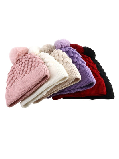 Haila - Unisex Knitted Beanie with Plush Pompom