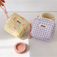 Cosbai - Small Plaid Makeup Pouch Square Bag