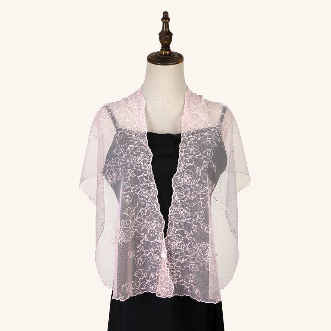 Scarvii delicate sheer floral wrap displayed flat showing light fabric and floral pattern