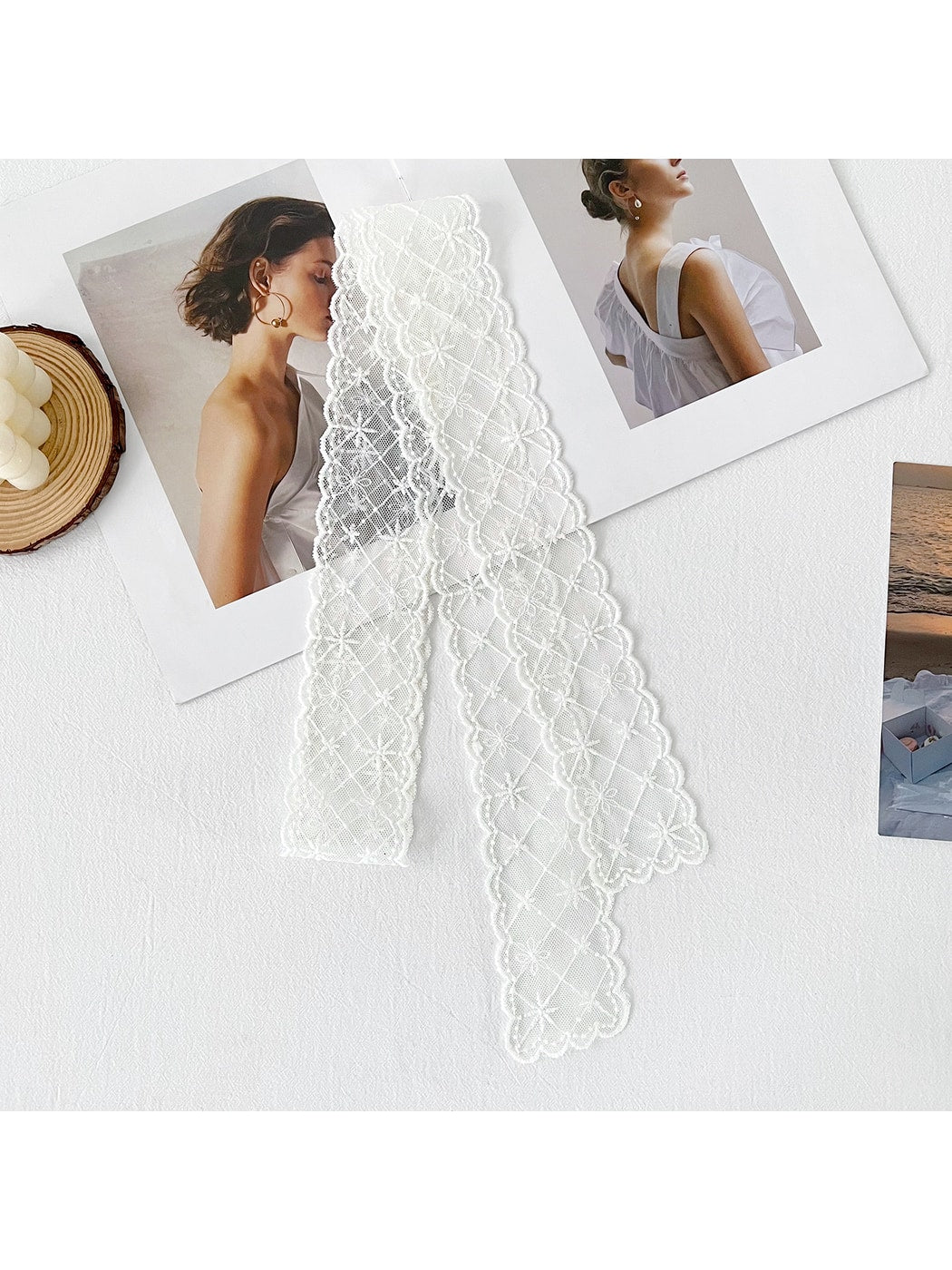 Scarvii - Long Narrow Lace Decorative Scarf