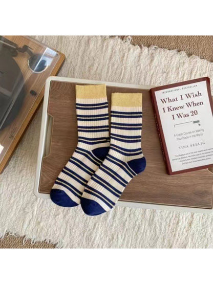 Rufia - Balanced Stripe Ribbed Crew Socks