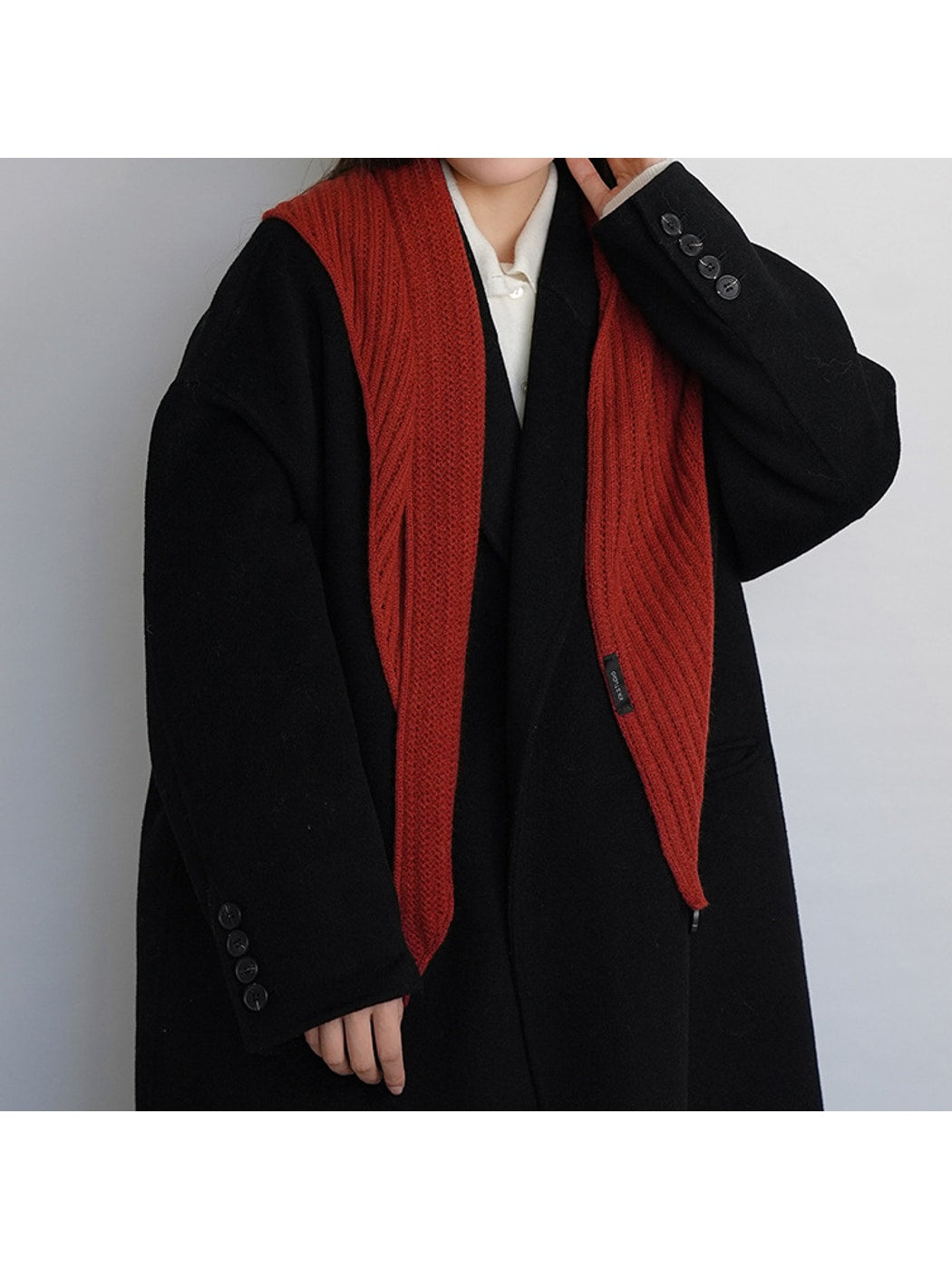 Scarvii - Solid Ribbed Knit Triangle Scarf