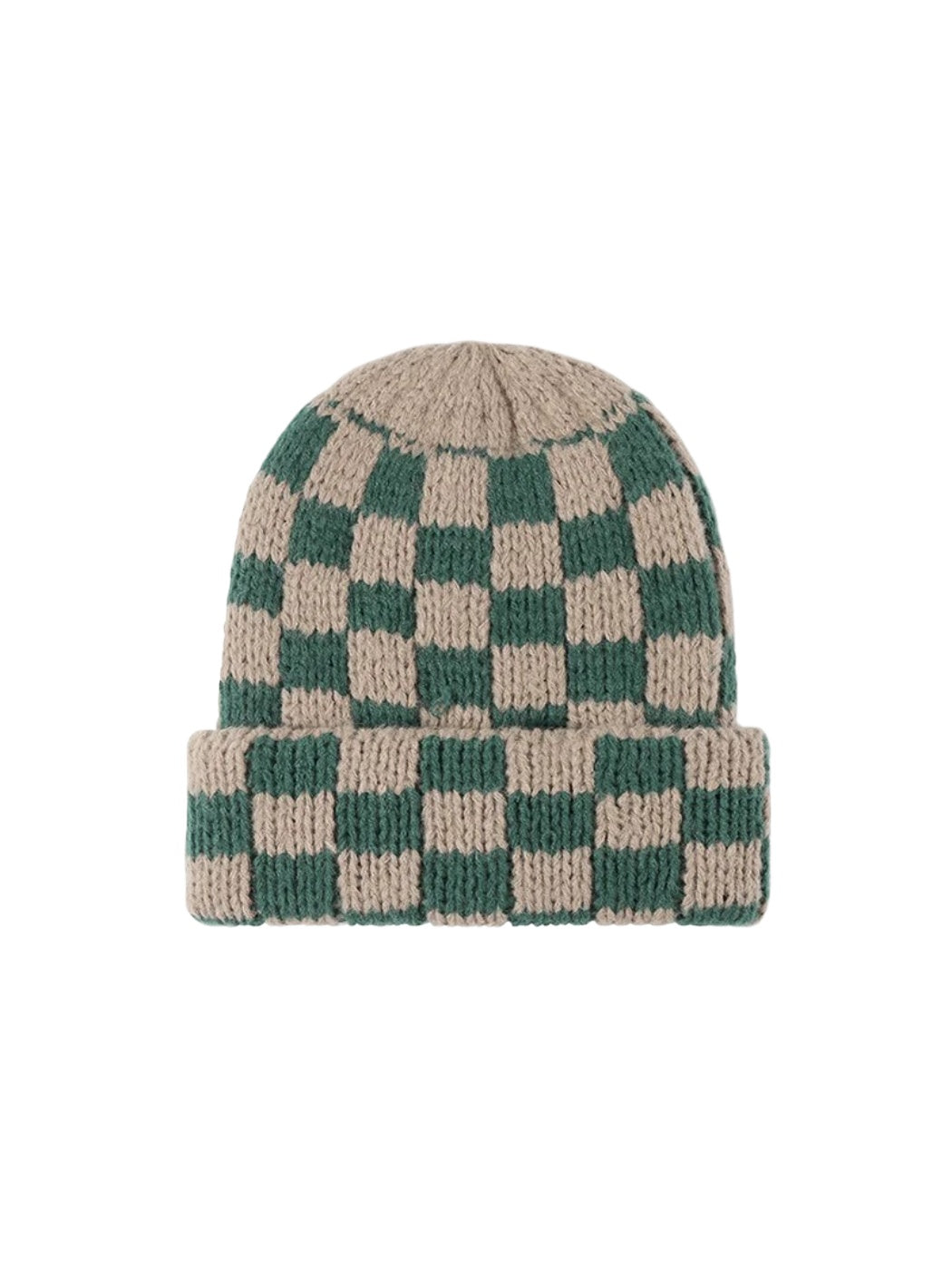 Haila - Checkerboard Knit Cuffed Beanie