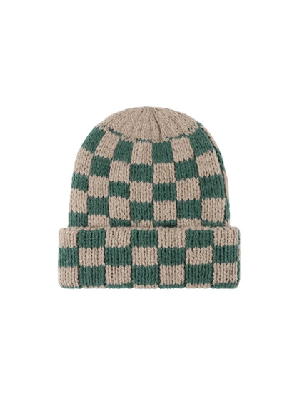 Haila - Checkerboard Knit Cuffed Beanie