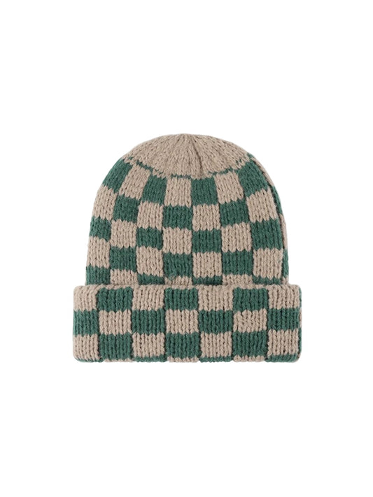 Haila - Checkerboard Knit Cuffed Beanie