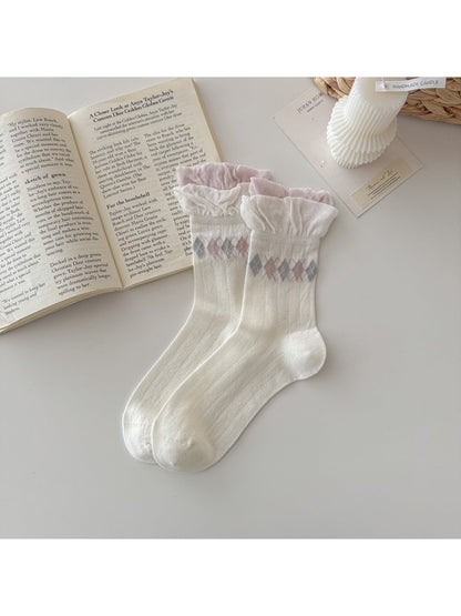 Rufia - Floral Mesh Trim Women's Crew Socks