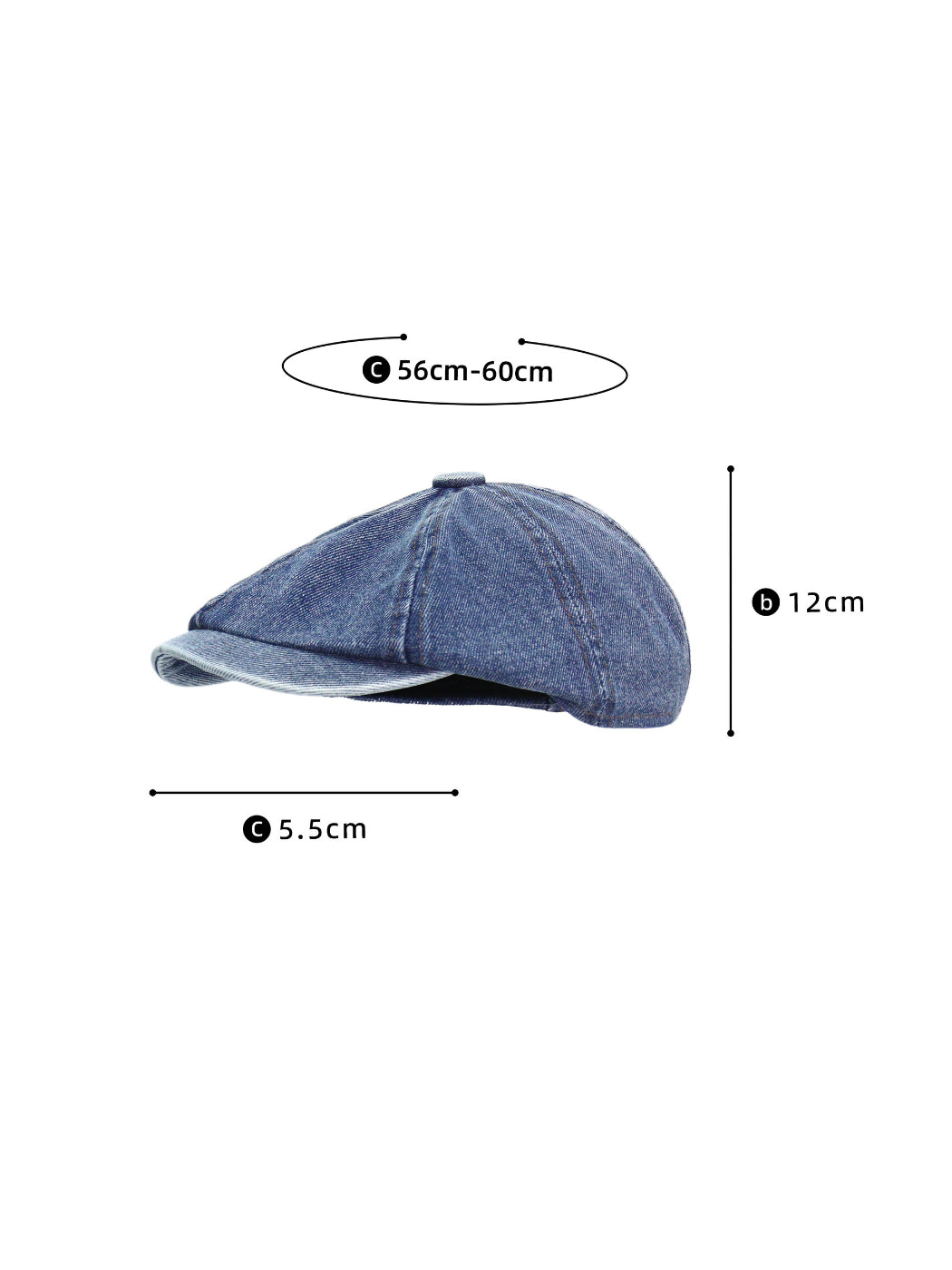 Haila - Panelled Button Top Newsboy Cap