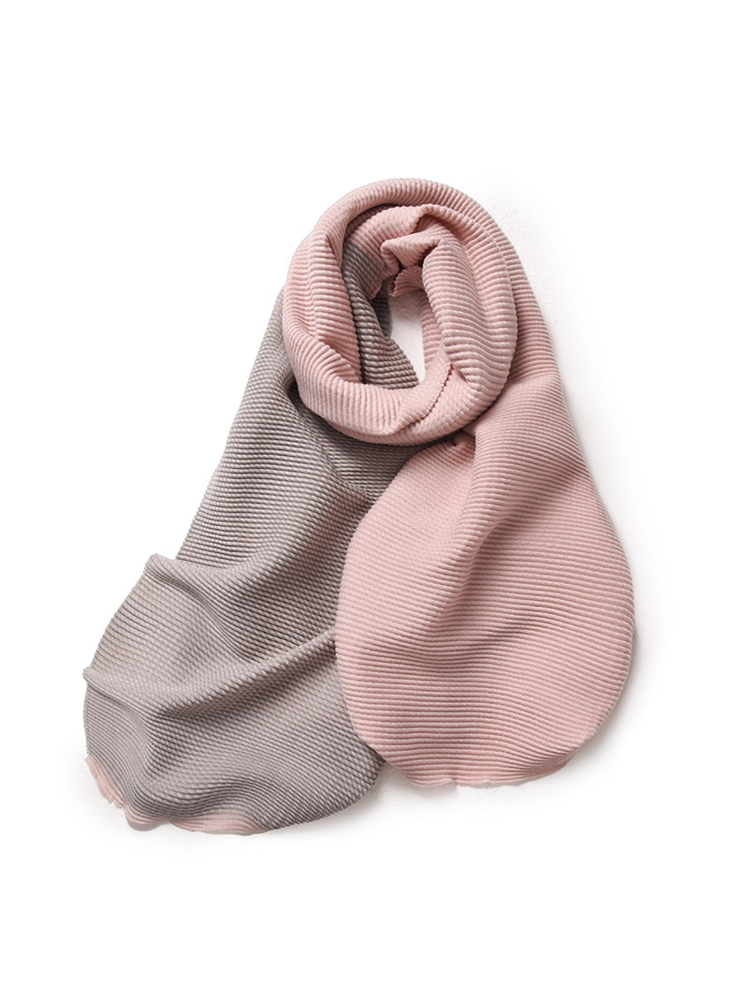 Scarvii - Double-Sided Crinkle Colorblock Long Scarf