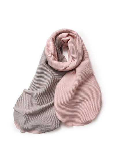 Scarvii - Double-Sided Crinkle Colorblock Long Scarf