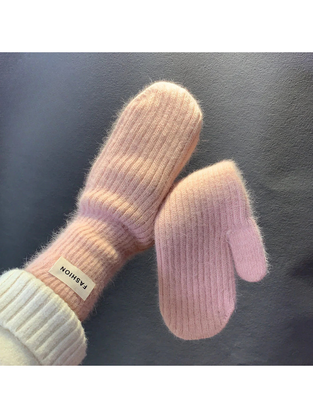 Gloving - Fuzzy Rib-Knit Cuff Mittens