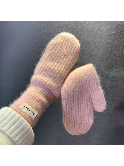 Gloving - Fuzzy Rib-Knit Cuff Mittens