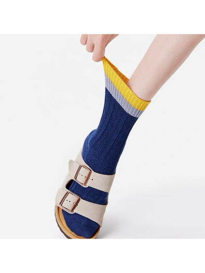 Rufia - Textured Geometric Panel Crew Socks