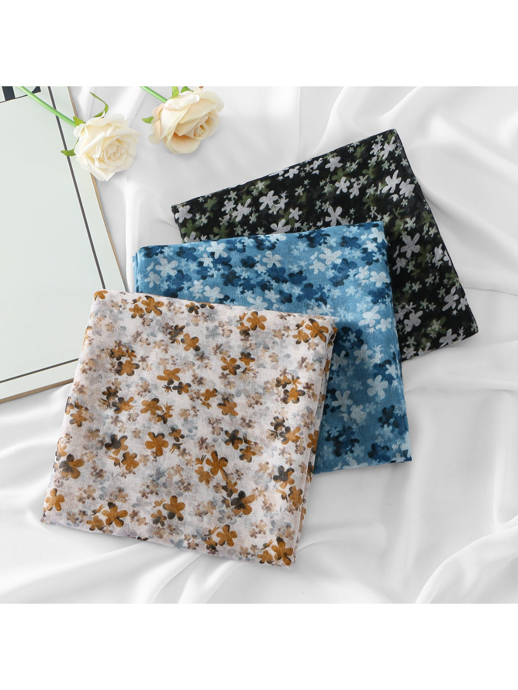 Scarvii Modern Floral Print Soft Wrap Scarf