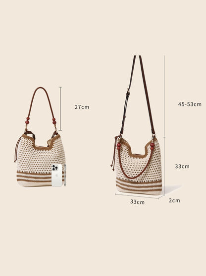 Cosbai - Beige Minimalist Woven Shoulder & Crossbody Bag