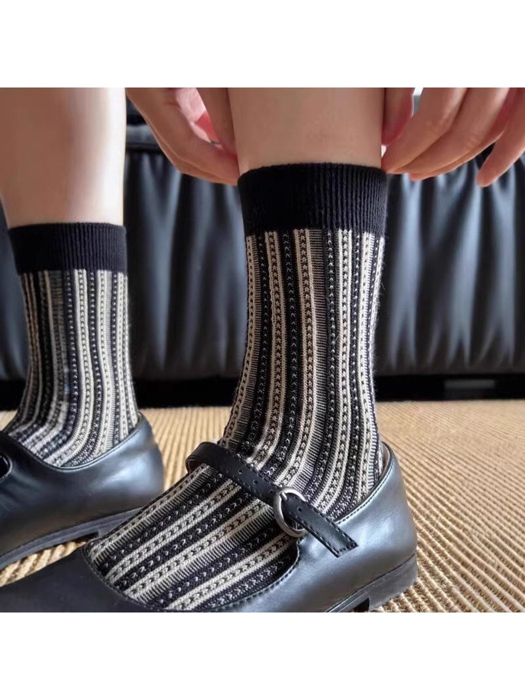 Rufia - Retro Striped Color Block Crew Socks