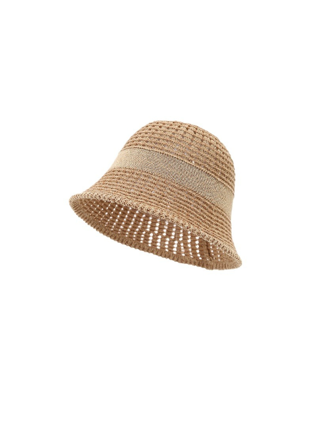 Top view of Haila minimal woven bucket hat with visible band detail