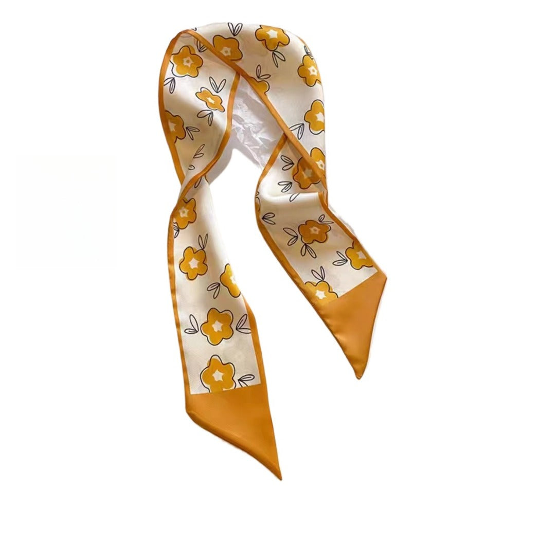 Scarvii - Yellow Floral Neck Scarf - Cheerful & Pretty