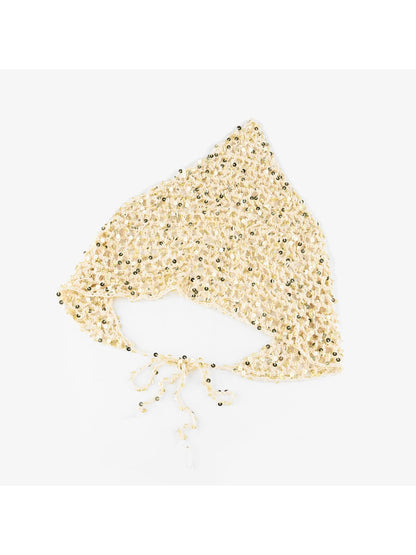 Scarvii - Sequin Openwork Tie Triangle Headband