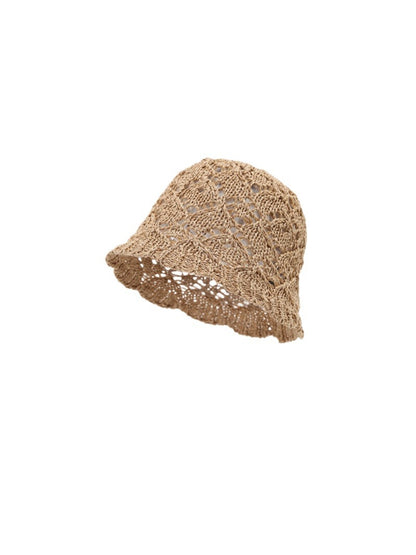 Haila bucket hat displayed on a stand highlighting scallop edge detail