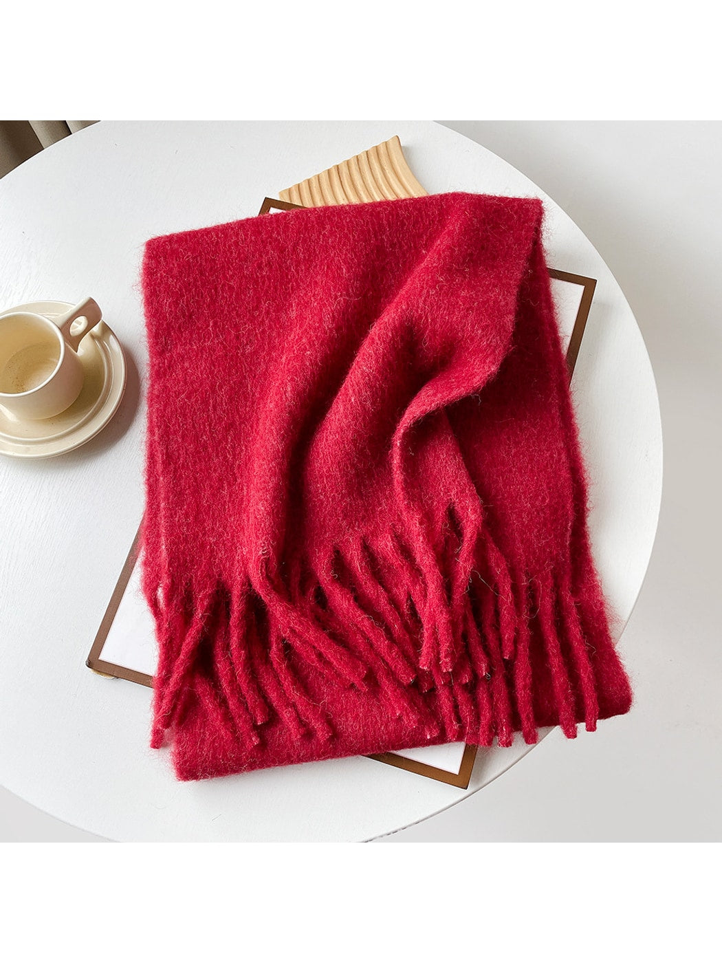 Scarvii - Brushed Solid Color Fringe Scarf