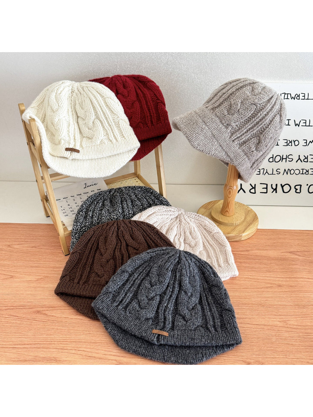 Haila - Red Cable Knit Beanie