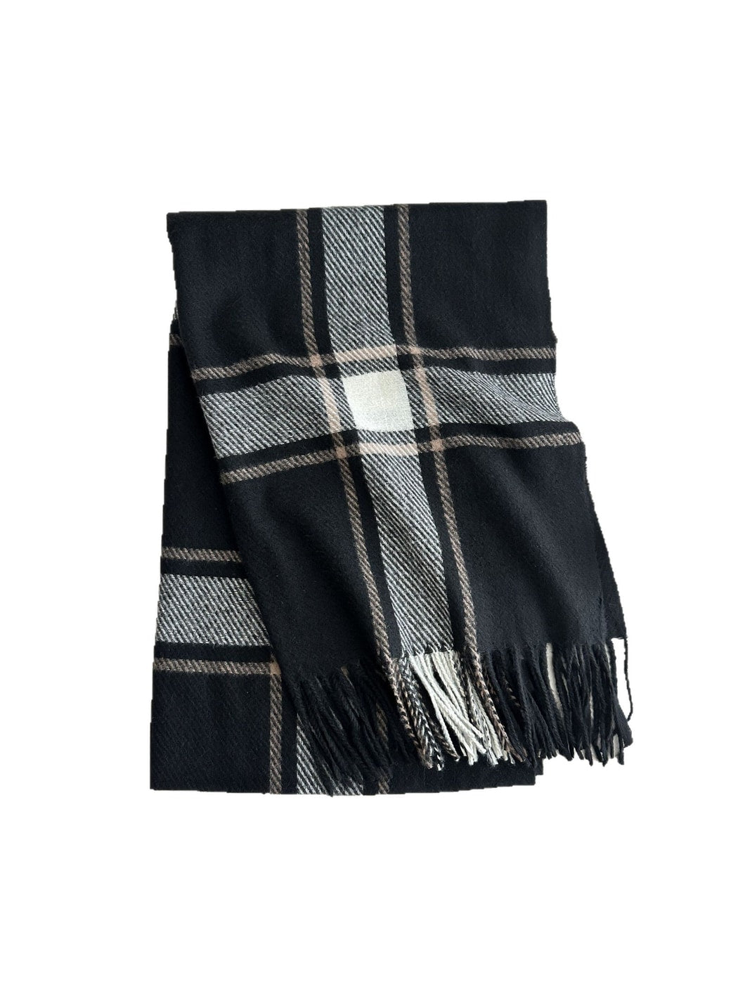 Scarvii - Soft Look Plaid Fringe Layering Scarf