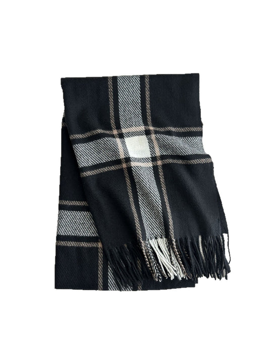 Scarvii - Soft Look Plaid Fringe Layering Scarf