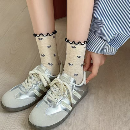 Rufia - Cute Basic Frilly Mid-calf Socks