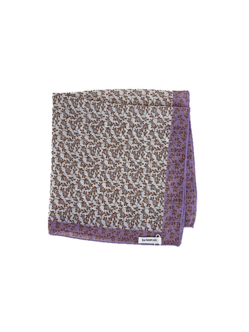 Scarvii square scarf laid flat displaying full ditsy floral border pattern