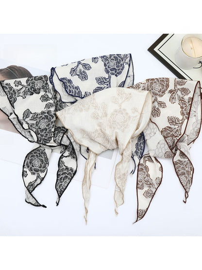 Scarvii - Rose Print Triangle Bandana