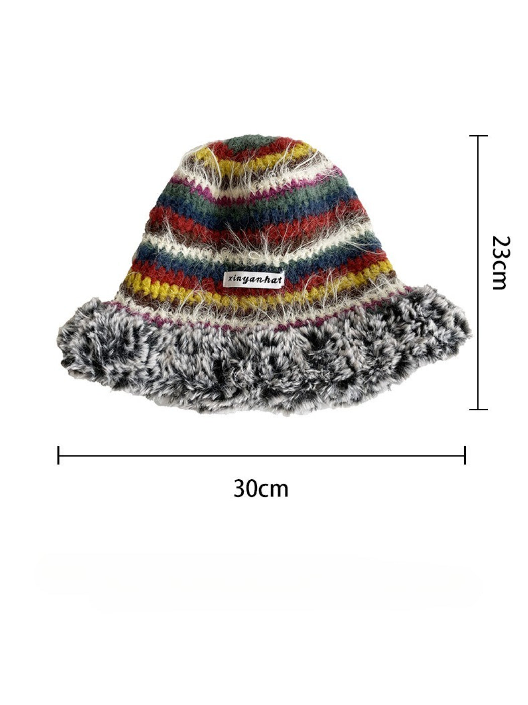 Haila - Fuzzy Striped Crochet Beanie