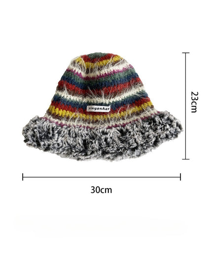 Haila - Fuzzy Striped Crochet Beanie