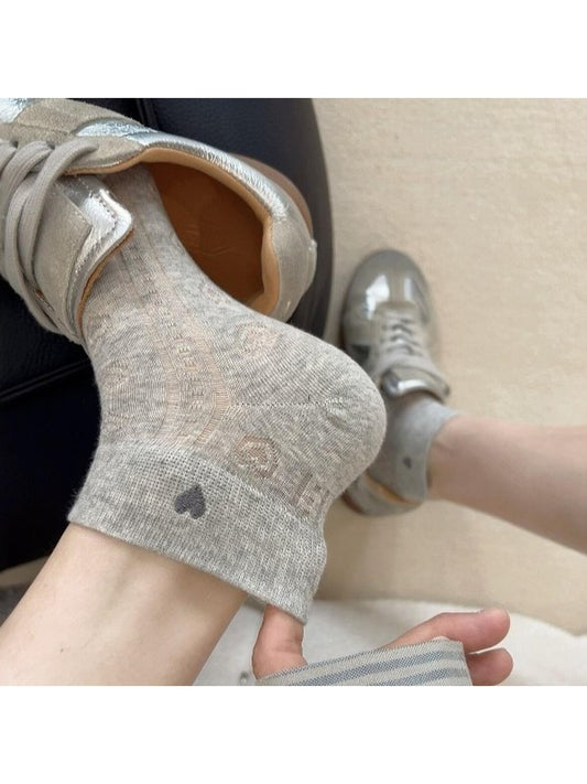Rufia - Heart Design Openwork Ankle Socks