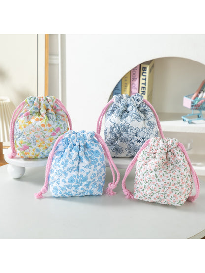 Cosbai - Quilted Floral Drawstring Pouch