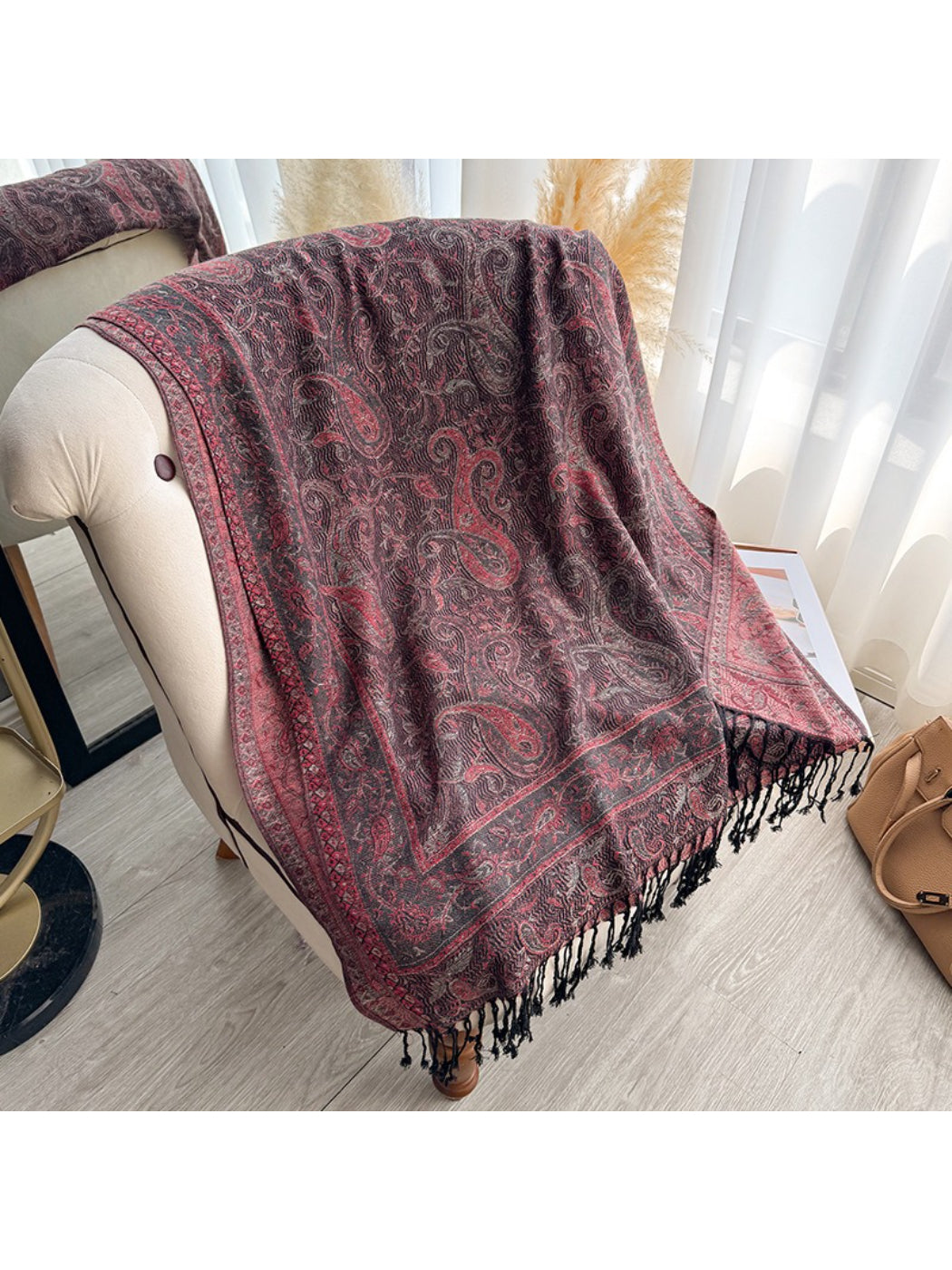 Scarvii - Classic Paisley Wrap Fringe Scarf