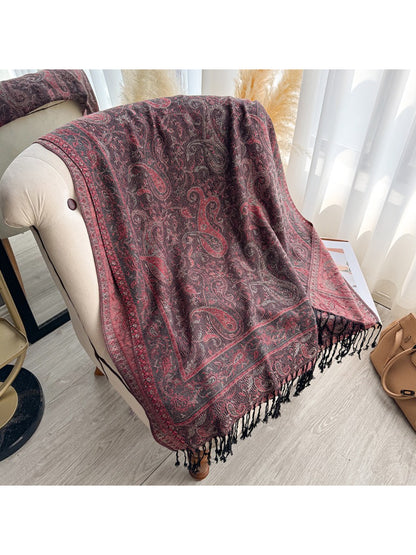 Scarvii - Classic Paisley Wrap Fringe Scarf