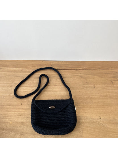 Cosbai - Textured Knit Button Flap Crossbody Bag
