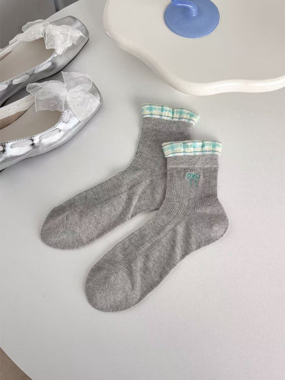Rufia - Rib Knit Plaid Cuff Socks product image 6