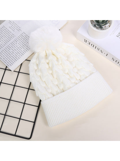 Haila - Unisex Knitted Beanie with Plush Pompom