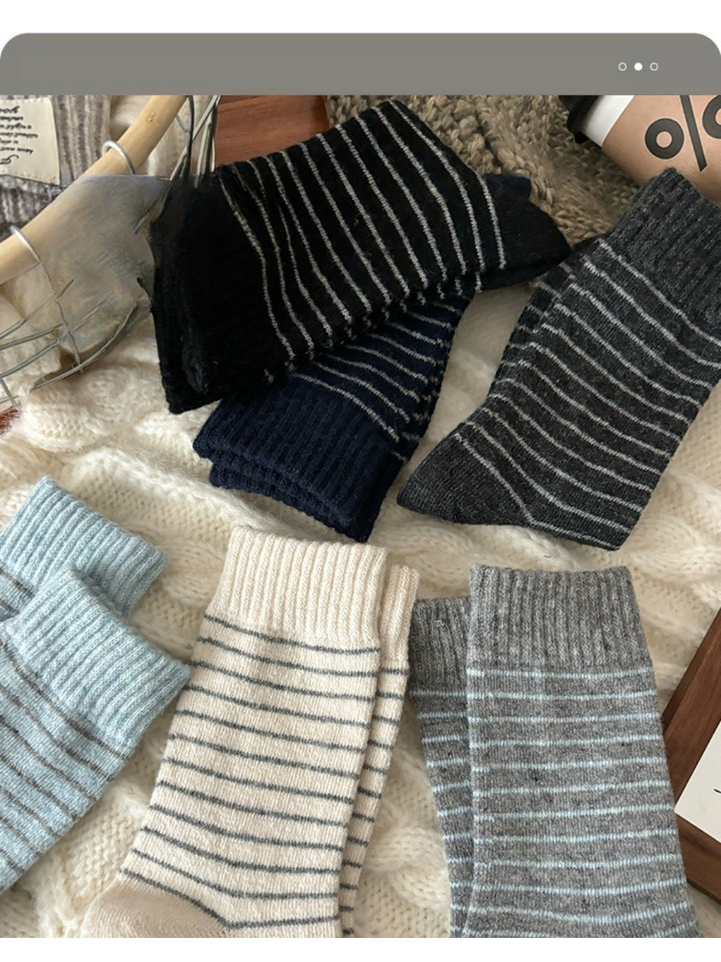 Rufia - Cozy Thin Stripe Crew Socks