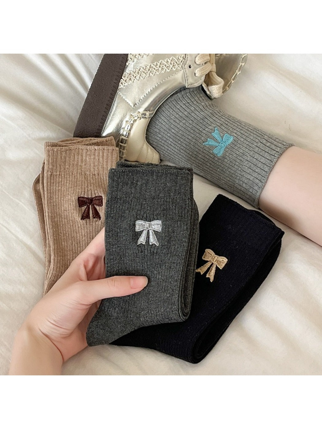 Rufia - Cute Winter Socks with Cartoon Bow Patterns