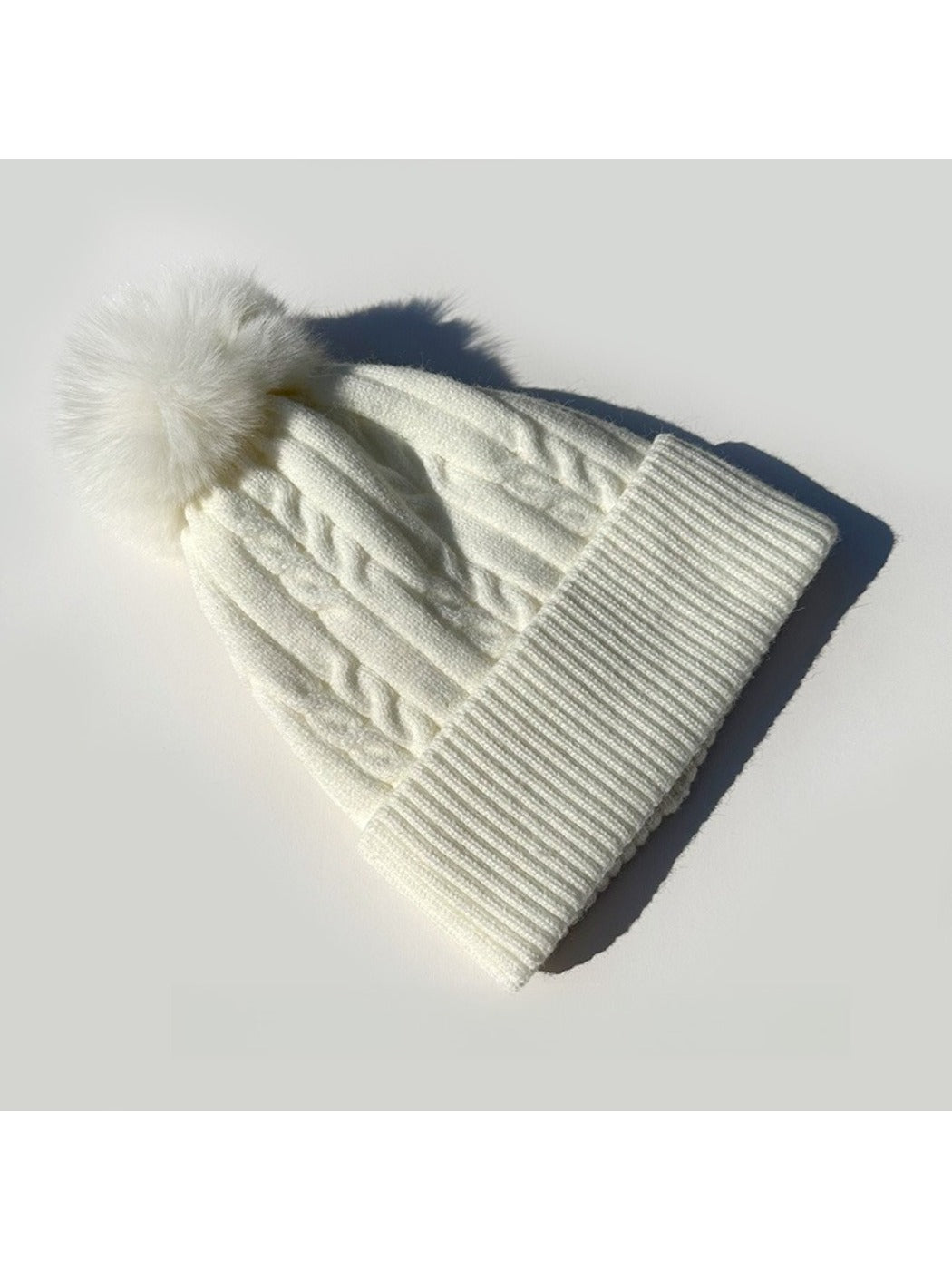 Haila - Women's Cable Knitted Beanie with Pom Pom