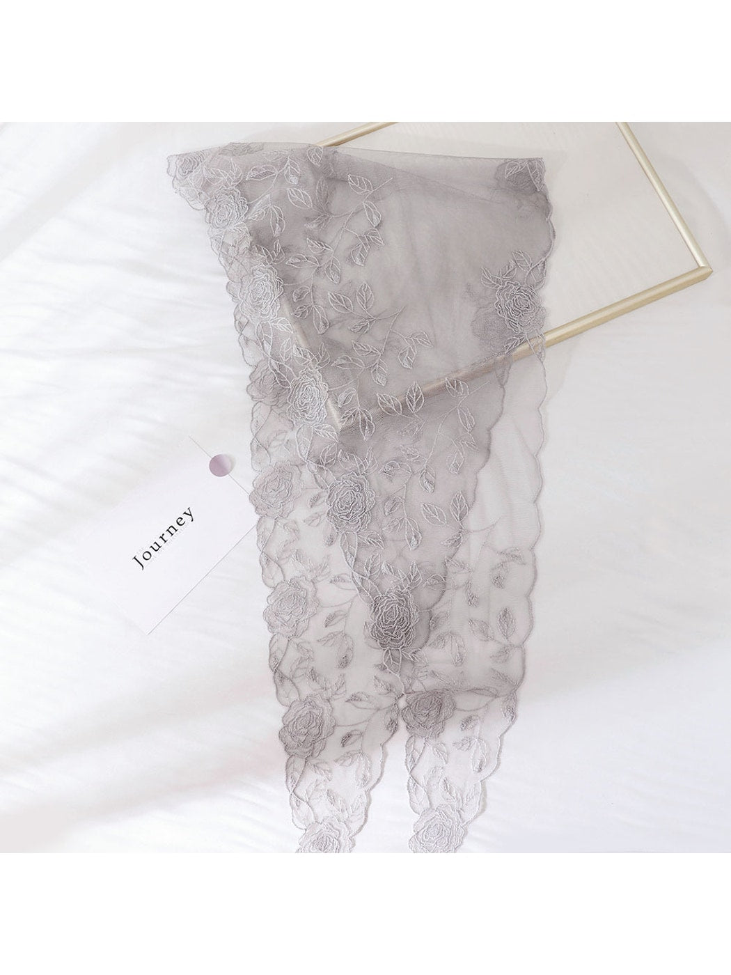Scarvii - Rose Embroidered Lace Triangle Bandana