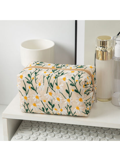 Cosbai - Elegant Floral Embroidery Cosmetic Organizer Bag