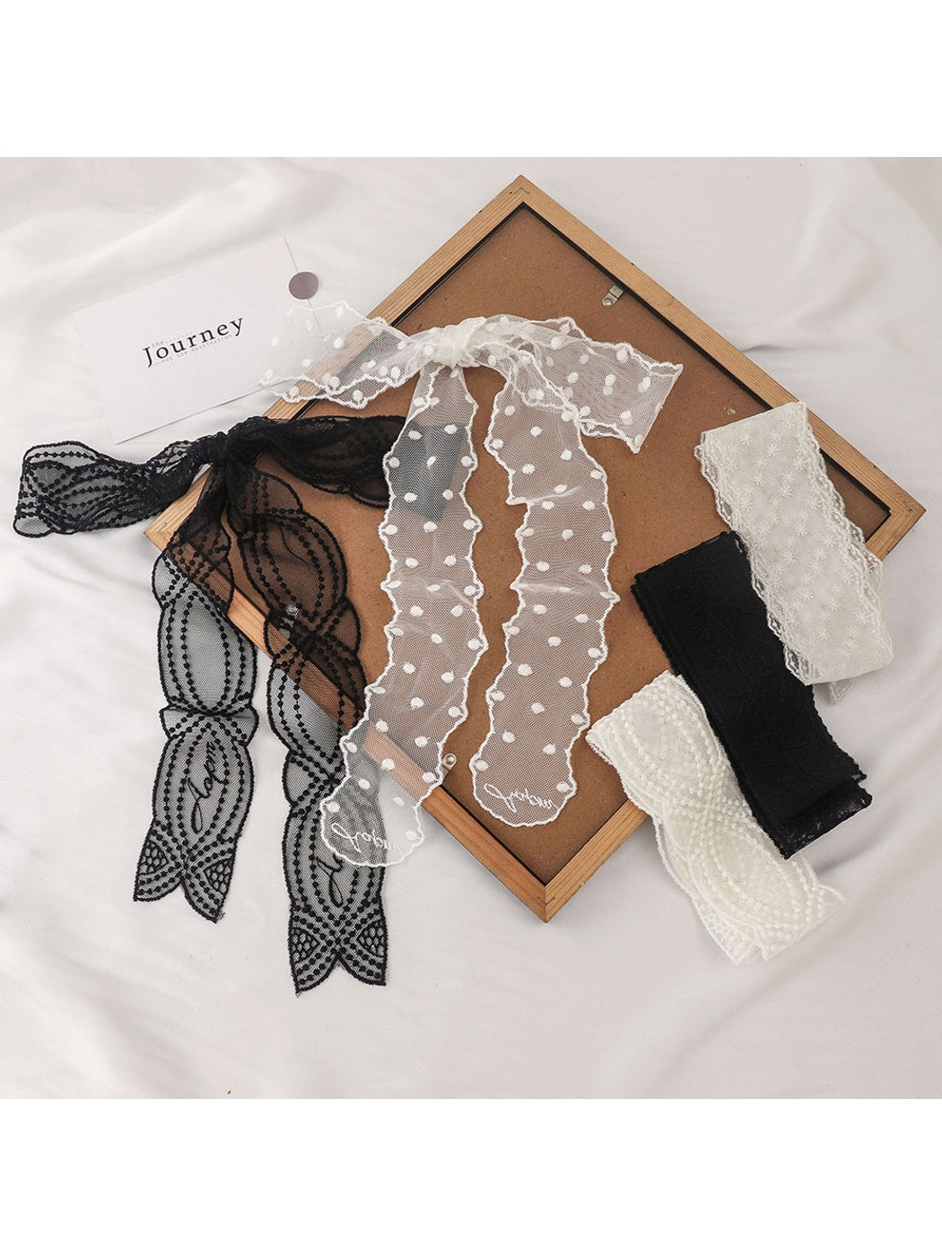 Scarvii - Polka Dot Lace Ribbon Headband
