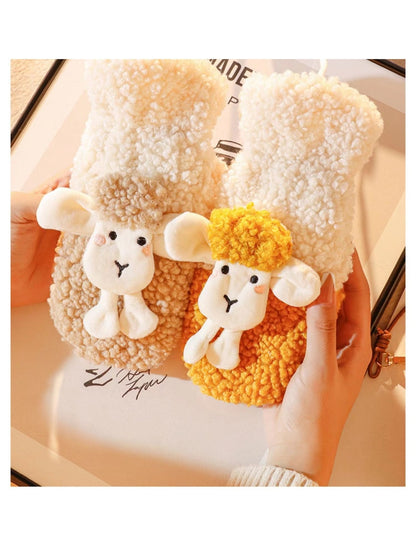 Gloving - Cartoon Lamb Slip-On Plush Winter Mittens