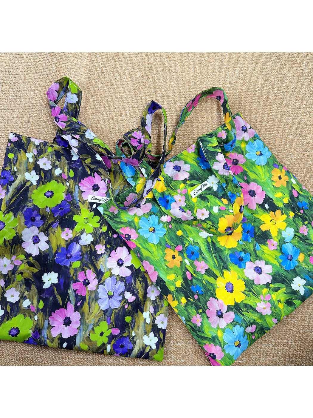 Cosbai - Colorful Floral Art Print Everyday Tote Bag