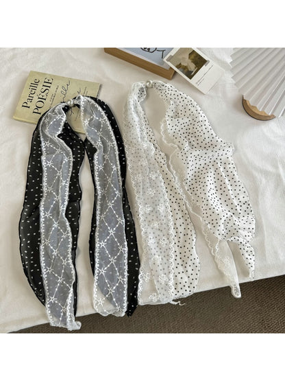Scarvii - Muted Lace Polka Dots Pattern Scarf